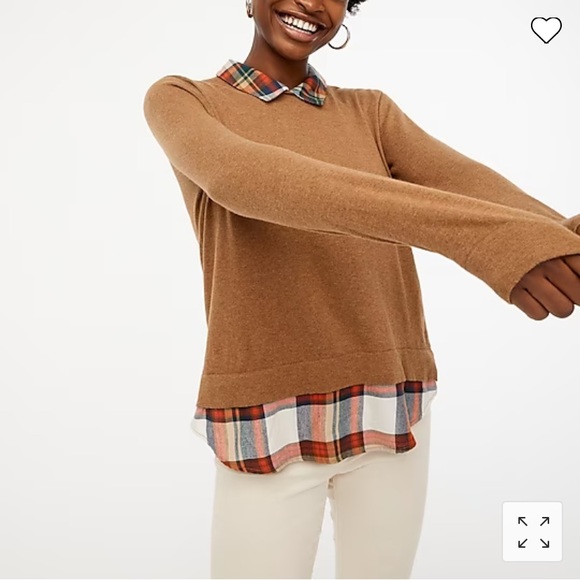 J. Crew Factory Sweaters - LIKE NEW J. Crew Factory Women’s Tartan Plaid Flannel Woven Collar Sweater